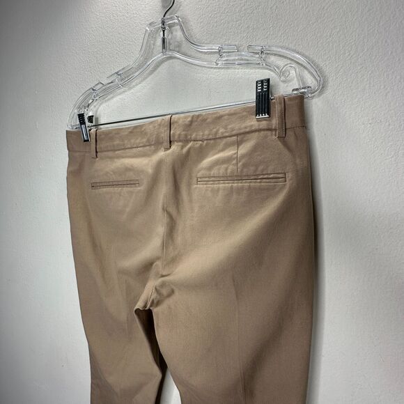 Theory Tan Izelle S Slanted Front Pocket Cropped Front Crease Trouser Pant 8 - Picture 8 of 14